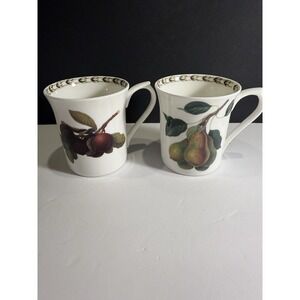 Set of 2 - Queen's Hookers Fruit Horticultural Society Cups Mug Fine Bone China